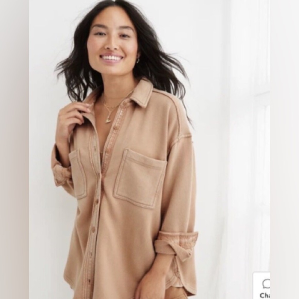 Aerie Lumber Jane Fleece Shirt in Toasty